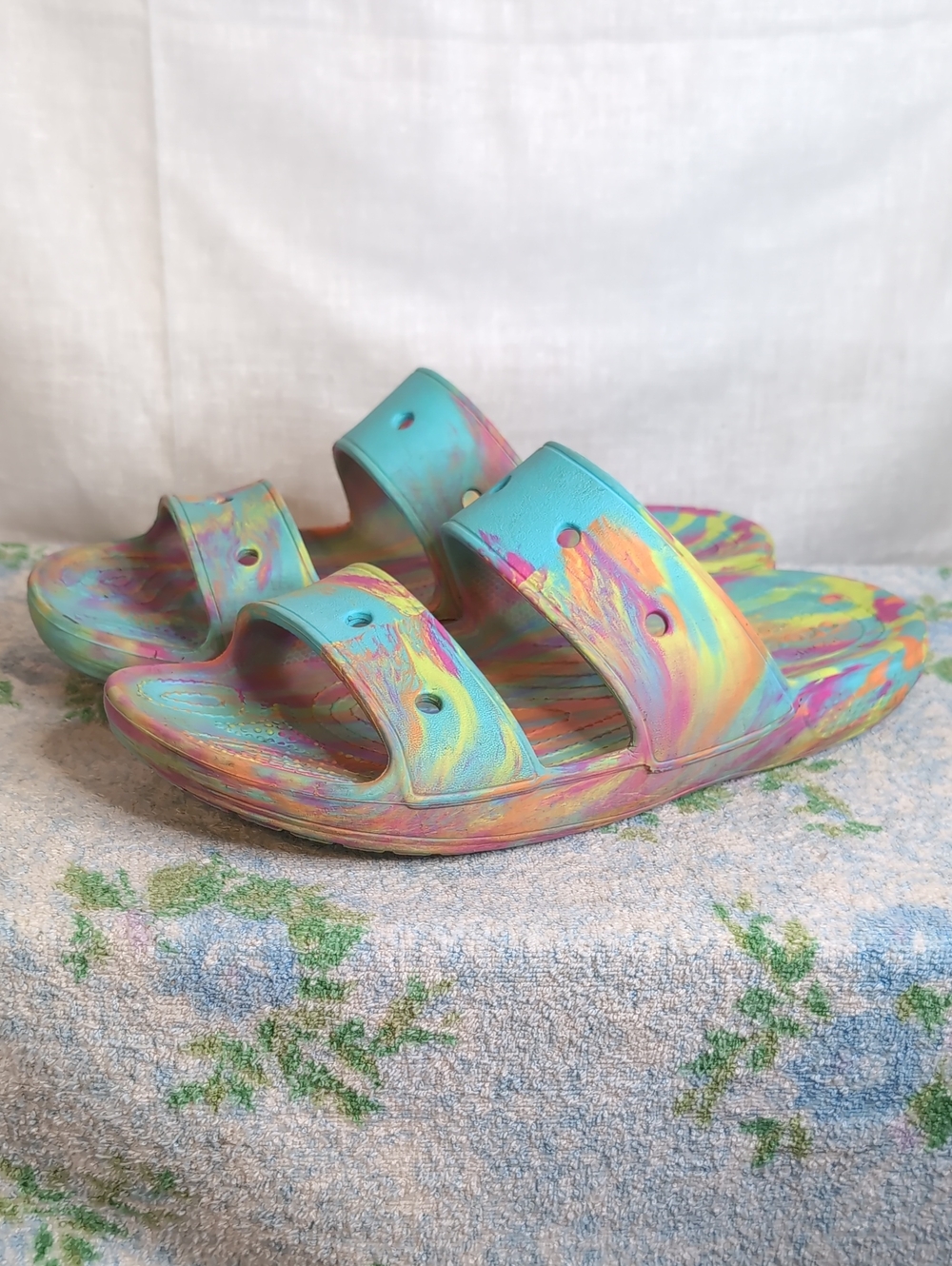 Neon Swirl Crocs Sandals womens 11